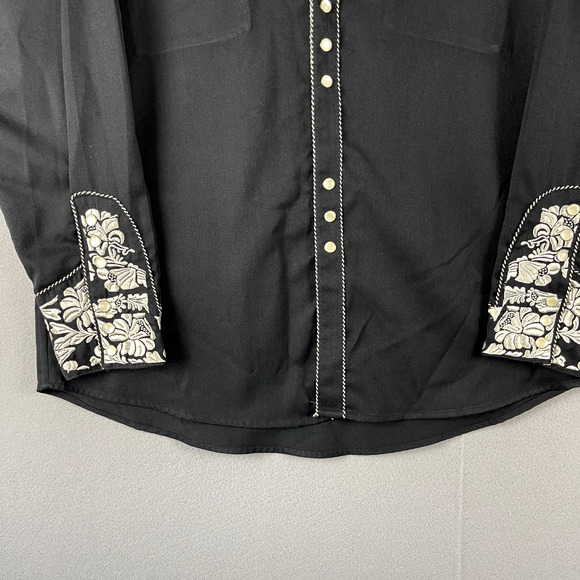 Lansky Bros Western Shirt Men XL Embroidered Floral Pearl Snap Rockabilly Cowboy - Picture 3 of 16